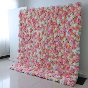 Captivating Roll Up Fabric 3D Light Pink Artificial Flower Wall - Various Shades of Pink for Weddings, Events, Spa Decor and Home Decor