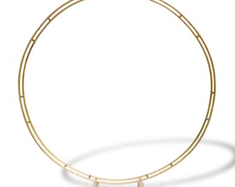 Shiny Double Ring Metal Arch - Customizable Circle Wedding Arch gift for Floral Hoop Decor - Extra Stable, Unique Design - Shiny Gold &White