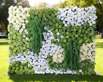 Green & White Floral Wall: Lush Botanical Wedding Backdrop