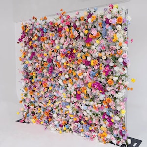Vibrant Multicolored Artificial Floral Backdrop by ValarFlowers for All - Occasion Splendor, Event Photography, DIY Photo Booth Decoration