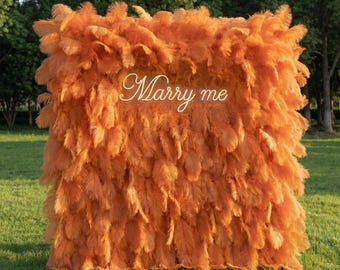 Orange Artificial Feather Backdrop: Luxe Event Plume Display