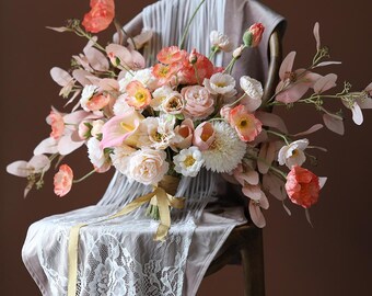 Artificial Bridal Bouquet, Faux Wedding Flowers for Bride Bridesmaid VB-210A