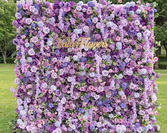 5D Lavender Purple Artificial Flower Wall, Wedding Backdrop