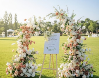 Khaki Floral Arch, Artificial Flower Wedding Photo Booth Decor