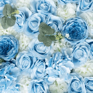 Roll up Fabric Artificial Blue Theme Flower Wall Stunning 3D Baby Blue ...