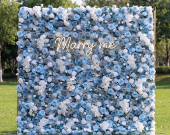 Blue and White Floral Backdrop – Elegant Flower Wall Decor