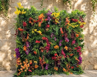 Valar Flowers Tropical Rainforest Mixed-Bloom Flower Wall Backdrop: Lush Exotic Floral & Foliage Display
