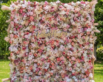 Opulent Floral Wall Backdrop – Boho Fabric Flower Event Decor