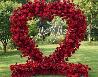 Red Rose Heart Backdrop: Proposal, Wedding, or Party Centerpiece