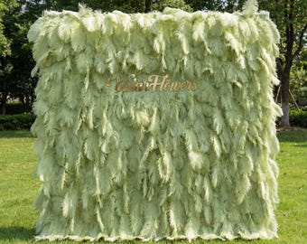 Mint Green Ostrich Feather Backdrop: Luxe Event Plume Display