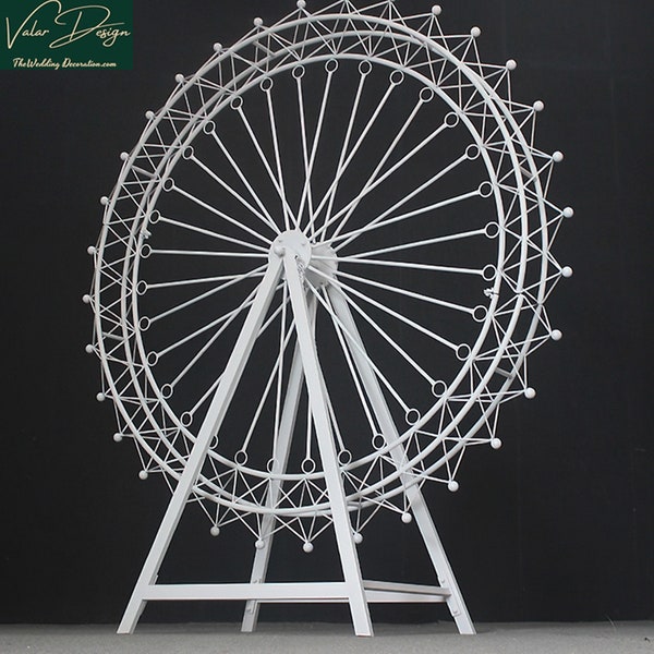 Grande roue de cirque de carnaval extra stable de 6,7 pi, grande base, décoration d'arche en métal rotative pour toile de fond de mariage de style Disney et accessoire de fête