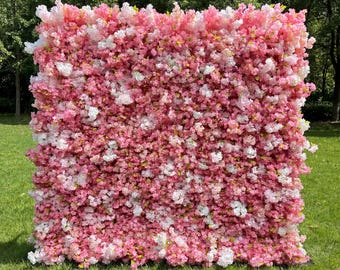 Blush Pink Cherry Blossom Flower Wall Backdrop: Dreamy Sakura Bloom Display for Romantic Events