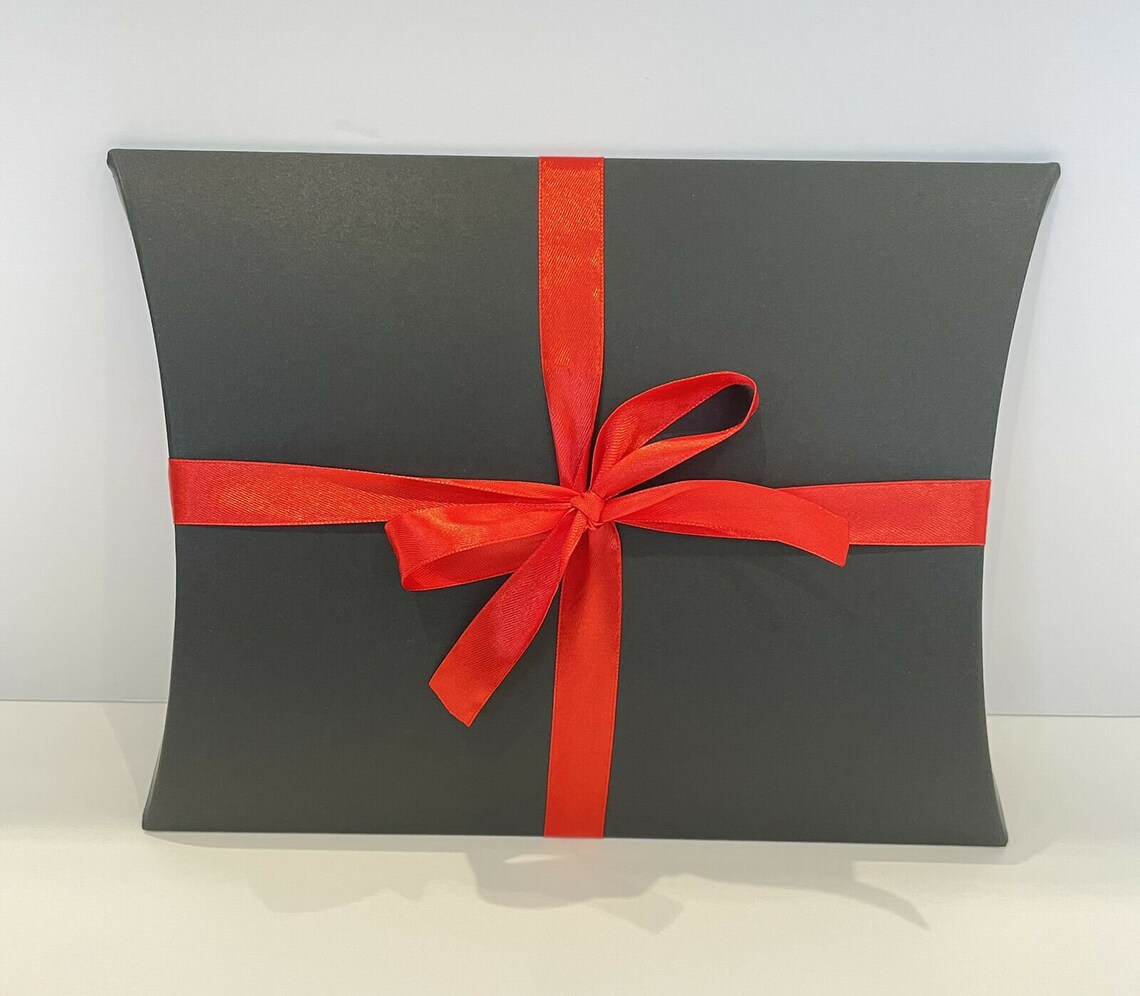 Large Black Pillow Gift Box With Red Ribbon Jewellery Gift Etsy