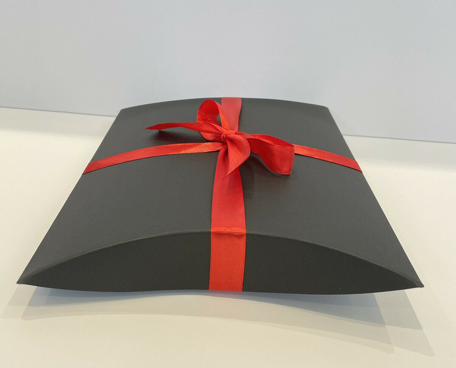 Large Black Pillow Gift Box With Red Ribbon Jewellery Gift Etsy