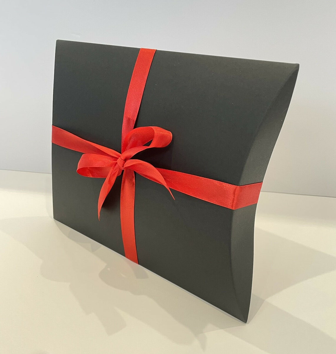 Large Black Pillow Gift Box With Red Ribbon Jewellery Gift Etsy