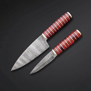 Pair of 2 chef knives with leather sheath