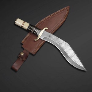Hecho a mano Gurkha Kukri Hoja de espiga completa Kukri Cuchillo de camping Regalo personalizado para hombres Cuchillo grabado personalizado Regalo para padrinos de boda Cuchillo de transporte diario