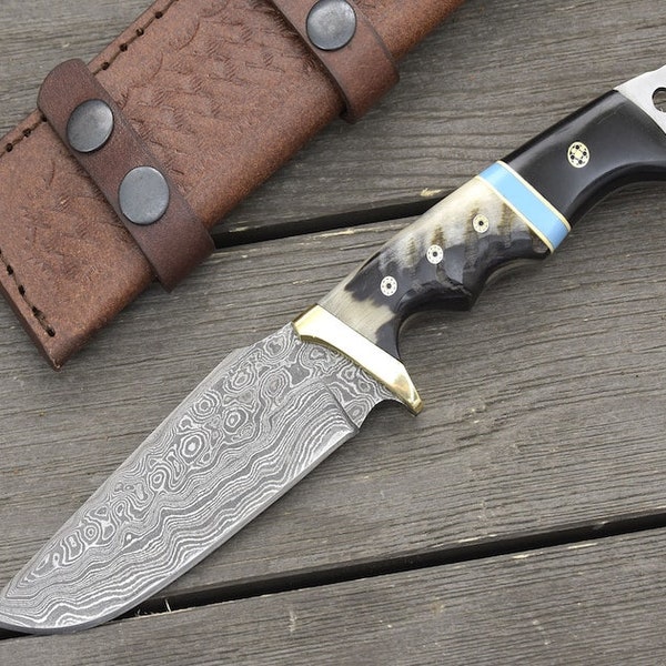 Bowie Knife, fixed blade, Damascus knife, Damascus knife, Survival knife, Anniversary gifts, Full Tang Damascus, Damascus Fixed Blade,