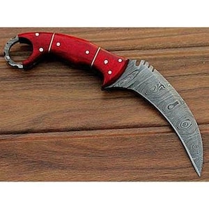 Cuchillo Personalizado HandmadE Damascus Steel Karambit con funda de cuero, regalo para novio / padre / novia / mejor para uso personal.