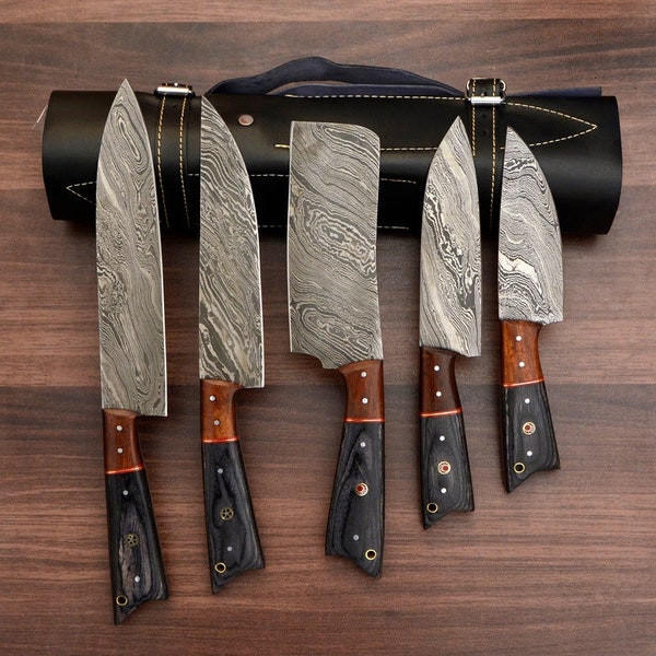 Kitchen Knives Set With Leather Roll Kit, Best For Kitchen/ Best Gift For Chef/Best For Father/Brother/Mother.