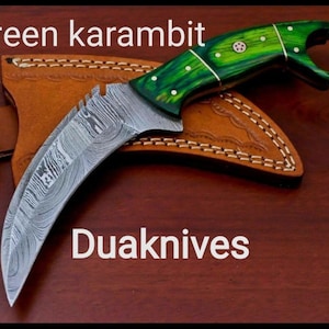 Coltello Karambit in acciaio Damasco personalizzato, Coltello da caccia in acciaio Damasco, Coltello multiuso da campeggio tattico, Coltello Karambit, Coltello Damasco