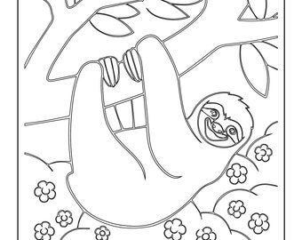 Download Sloth Coloring Pages Etsy