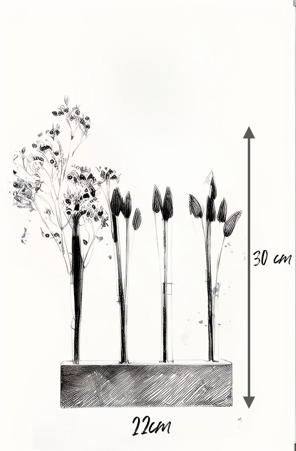 Modern Wooden Base Quadruple Dried Flower Arrangement - Etsy