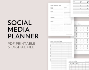 Social Media Post Planner Page | Digital and Printable Business Organizer Tool | Content Marketing for Facebook, Twitter, Instagram, Youtube
