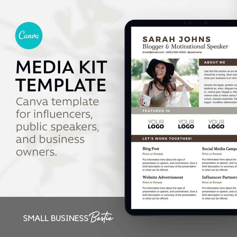 Media Kit Template Etsy