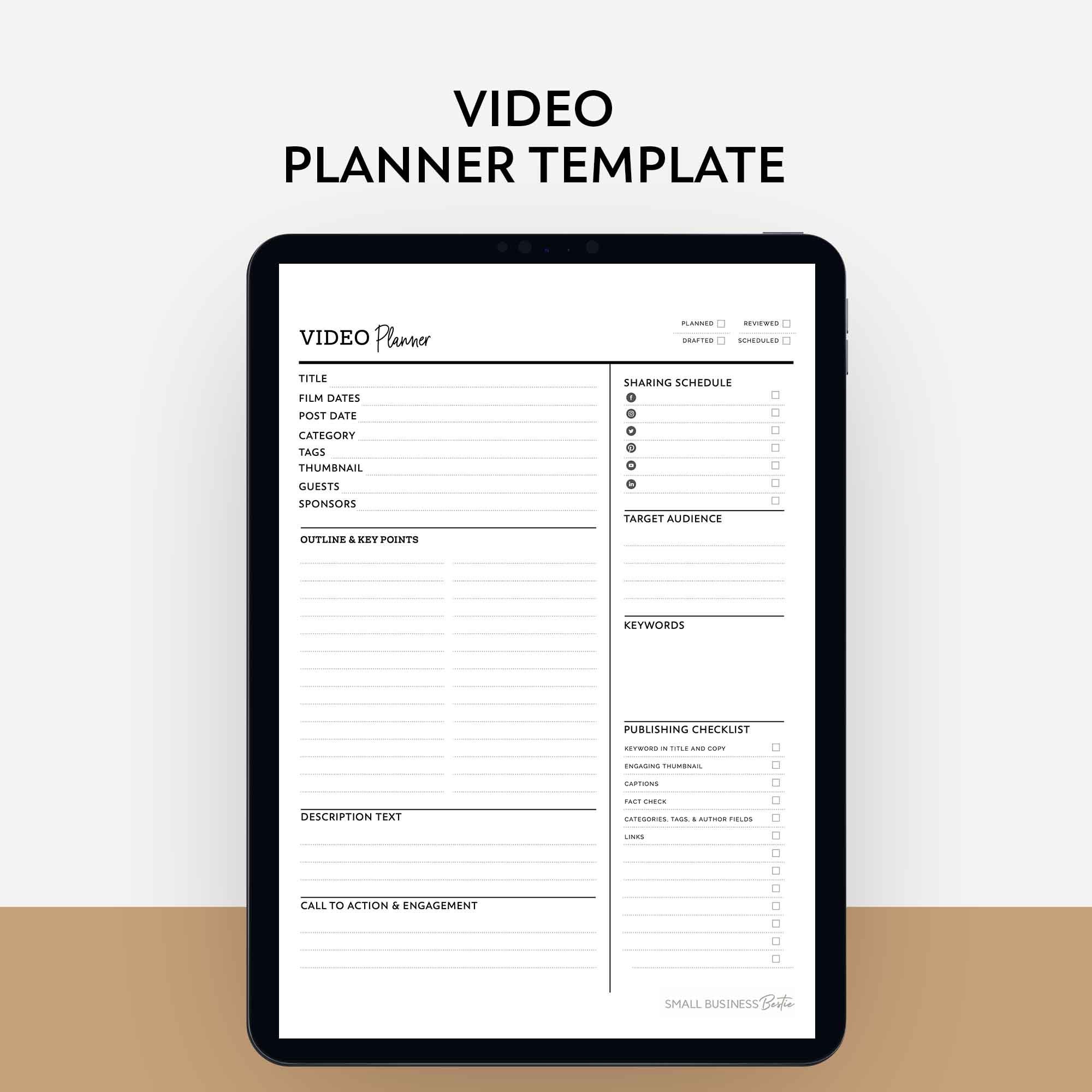 Video Planner Page | Digital + Printable Business Organization ...