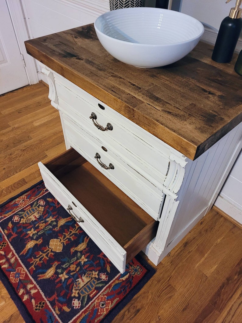 Custom Vanity With Butcher Block Top Etsy
