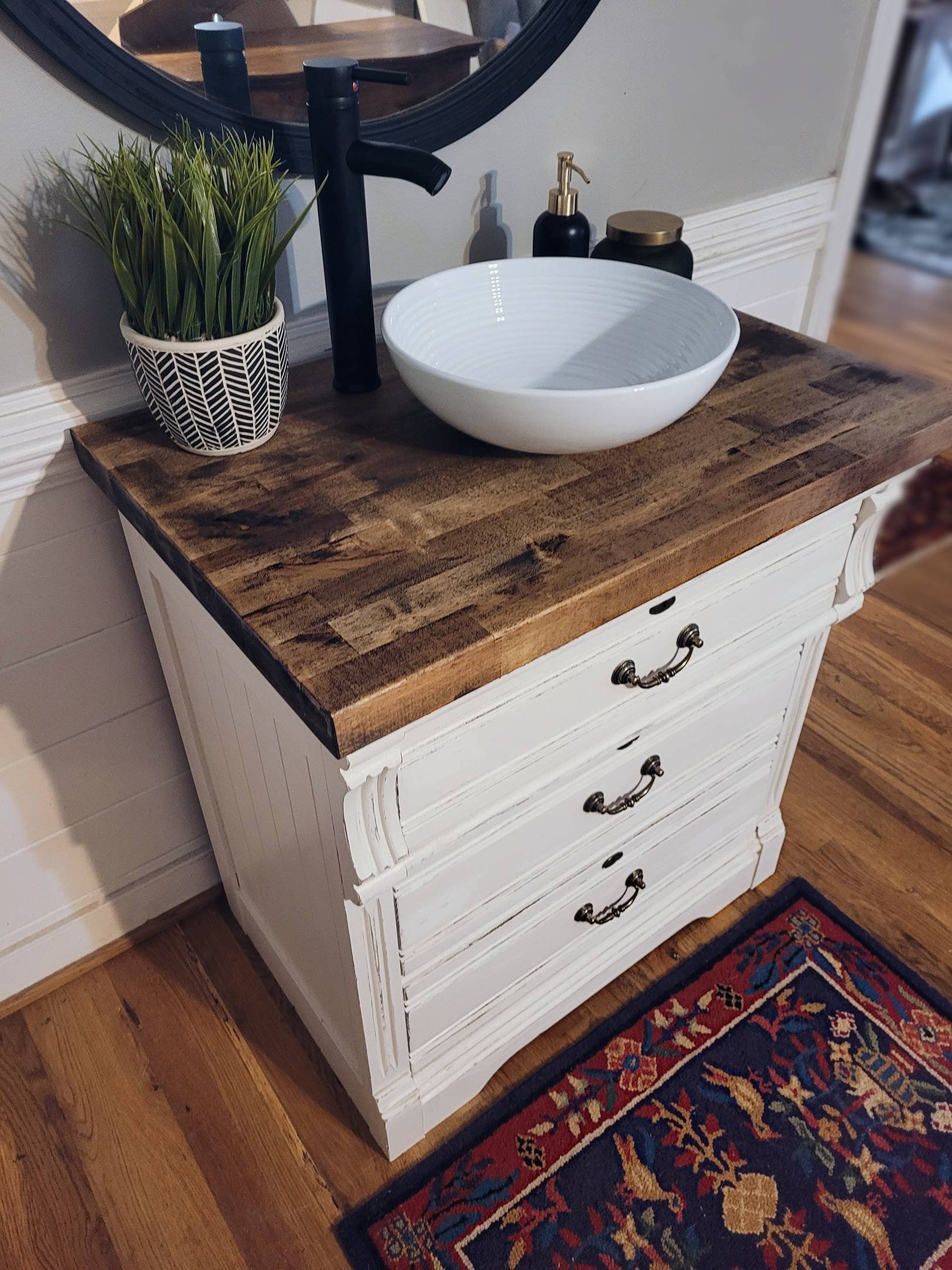 Custom Vanity With Butcher Block Top Etsy