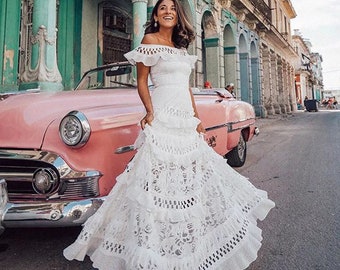 womens white boho dress