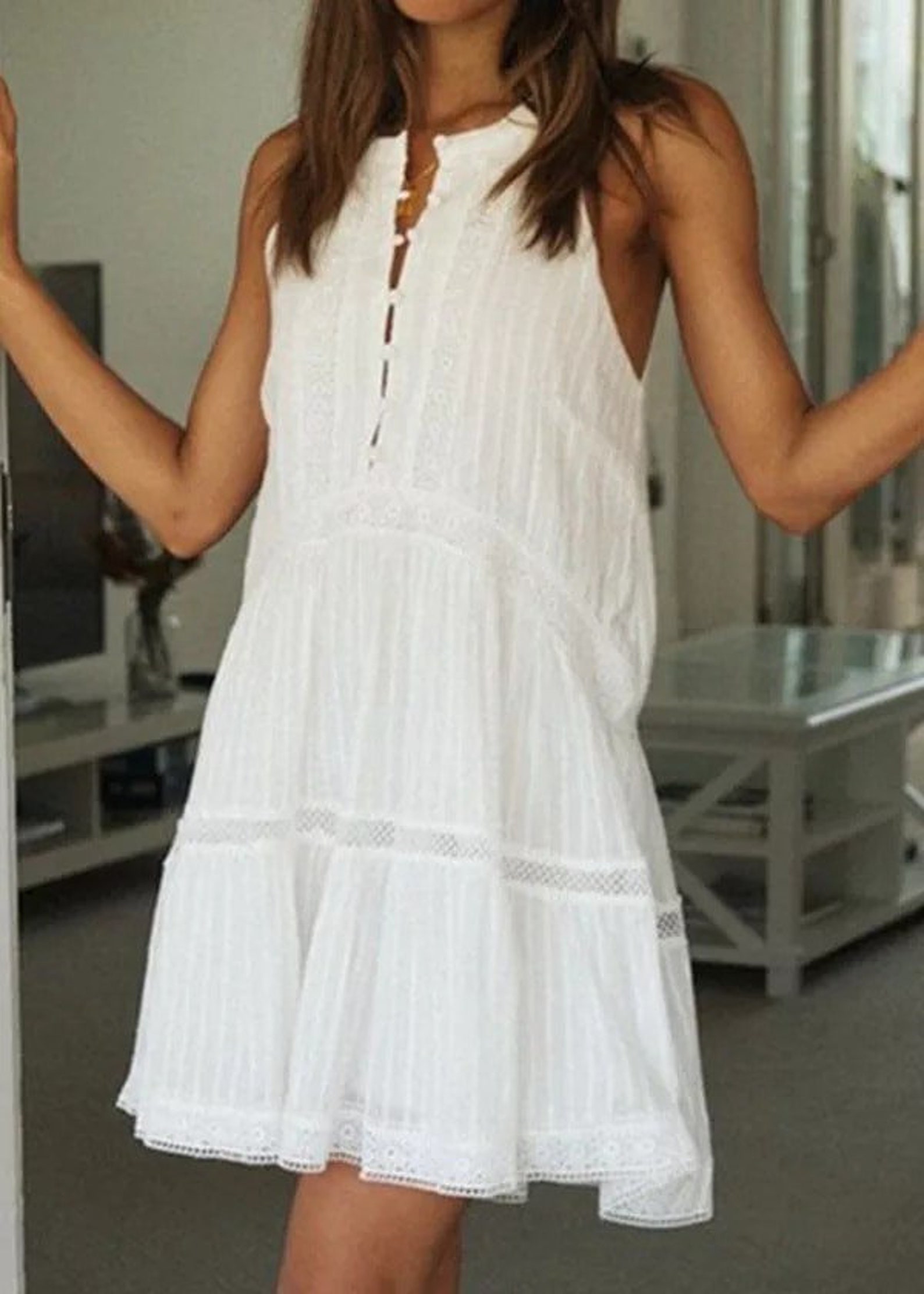 Bohemian Women's Summer White Mini Dress Vintage Boho | Etsy