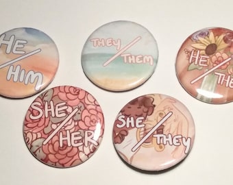 Pride Pronoun Buttons