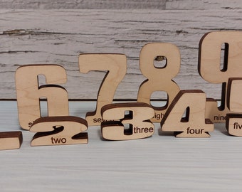 Proportional Numbers Laser Cut Digital File Wood Montessori Educational Style