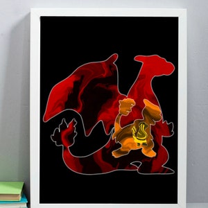Charizard evolution PNG A3,A4 and A5 (Digital file only)
