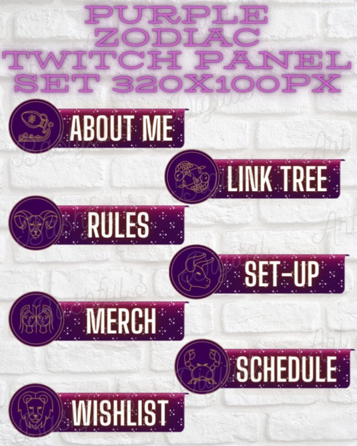 12 Purple Zodiac Twitch Panels Etsy
