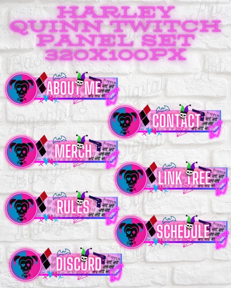 20 Harley Quinn Twitch Panels and Cover Image Etsy