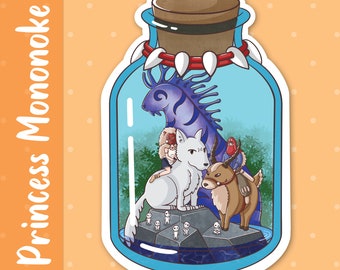 Princess Mononoke SG Jar - Anime Ghibli Inspired Fanart - Glossy, Water Resistant, Die Cut, Vinyl Sticker