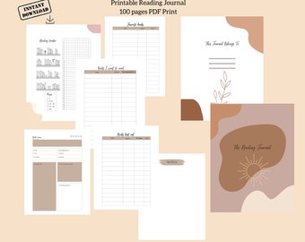 Printable Reading Log Digital Printable Reading Journal With Bookshelf ...