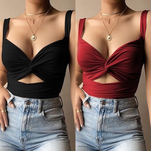 40 Crisscross Cut Out Vest Women Blouse Halter Breast Wrap Crop