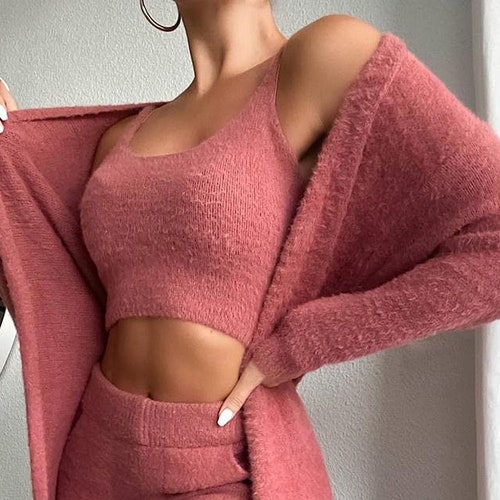 Lounge Set Women Fuzzy Cozy Loungewear Set Hooded and Shorts Etsy