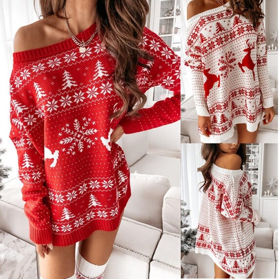 Christmas Sweater Dress Knit Christmas 