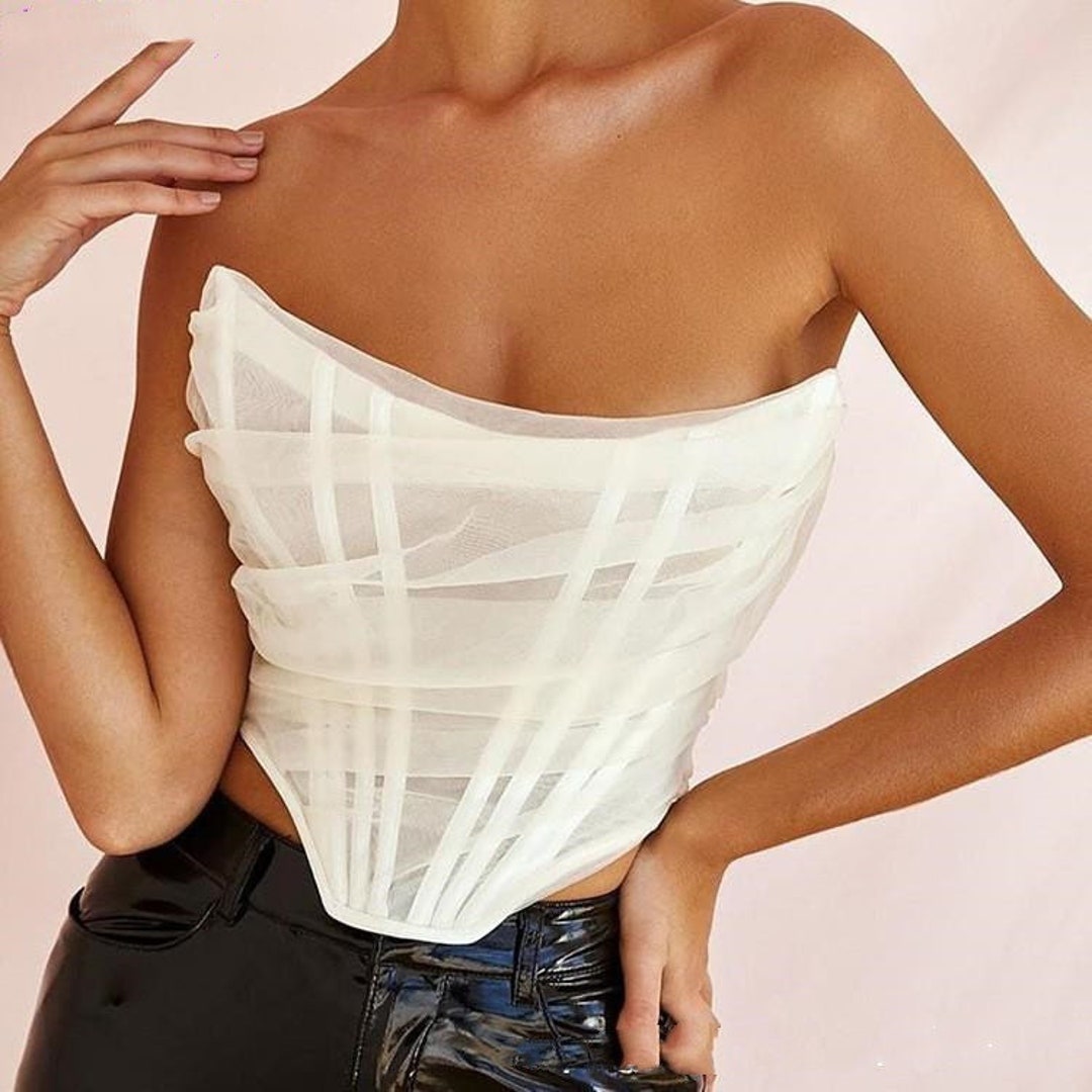Bustier Corset Crop Tops Corset Top Bustier Top Mesh - Etsy