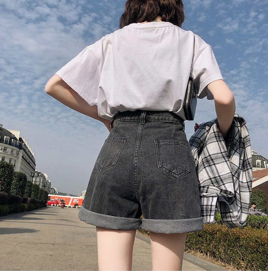 Women High Waisted Denim Shorts Cotton Denim Shorts Button Etsy