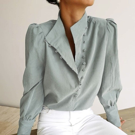 Womens Elegant Turtleneck Blouse Long 