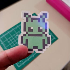 Little Green // Pixel Art 8-bit Alien HOLO-STICKER