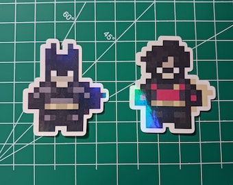 Mini Dúo Dinámico // Arte Pixel de Superhéroe de 8 bits - HOLO-PEGATINAS