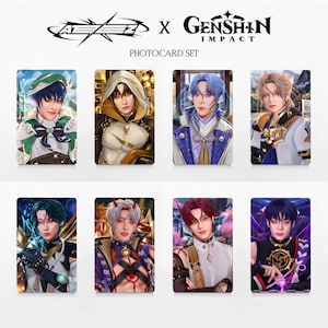 Tarjetas fotográficas de Ateez x Genshin Impact - Ateez fanart Kpop fanart tarjetas fotográficas de arte digital